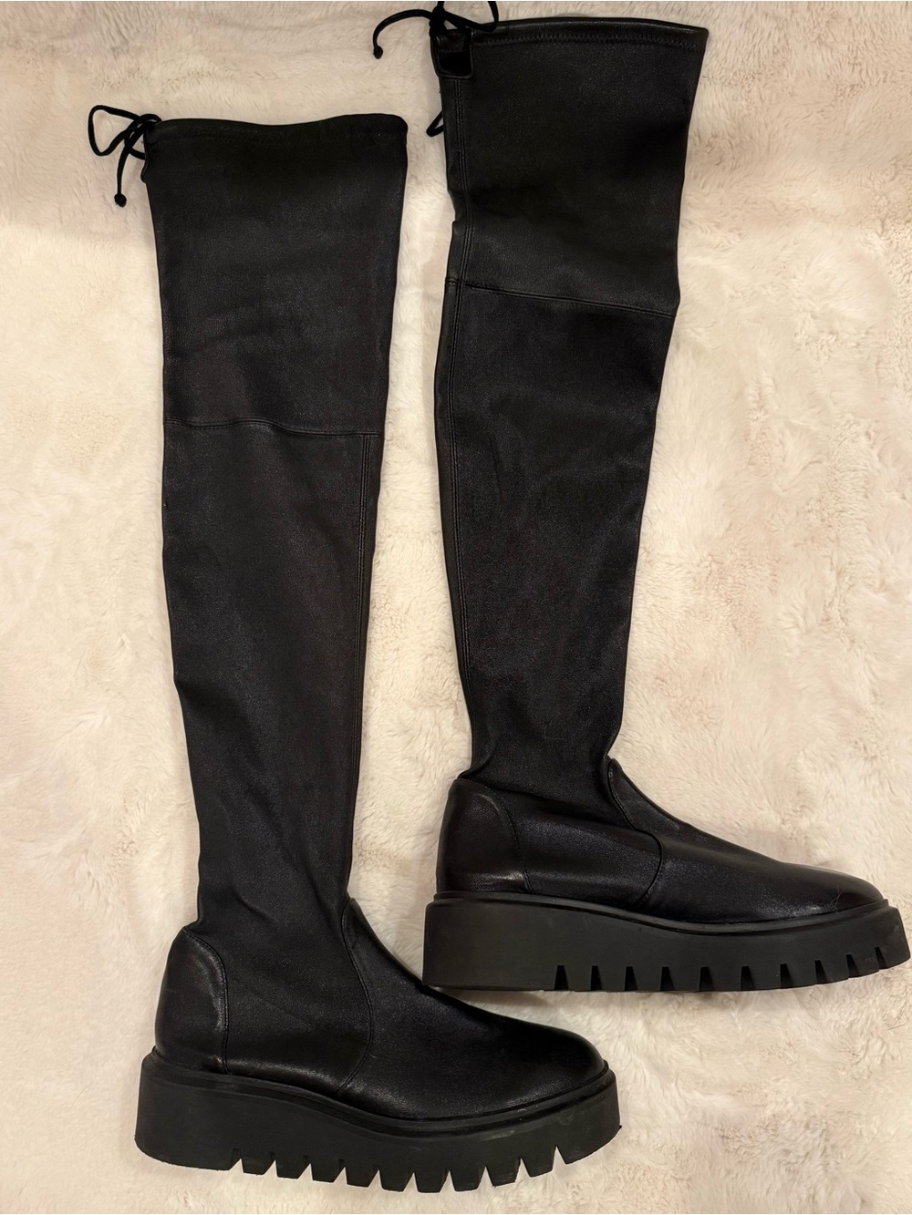 Stuart Weitzman Chalet Over-the-Knee (OTK) Leather Lug Sole Boots